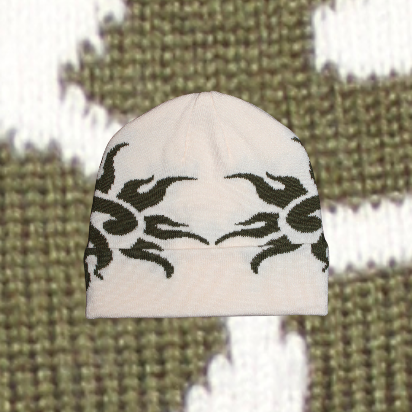 mirror knit (beige/army green)