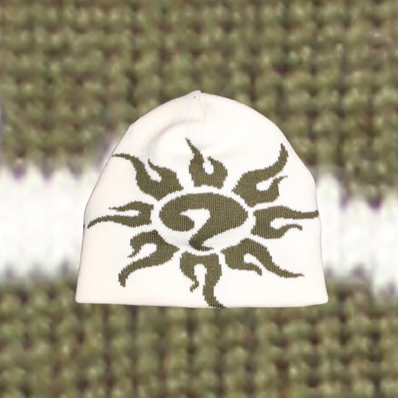 mirror knit (beige/army green)