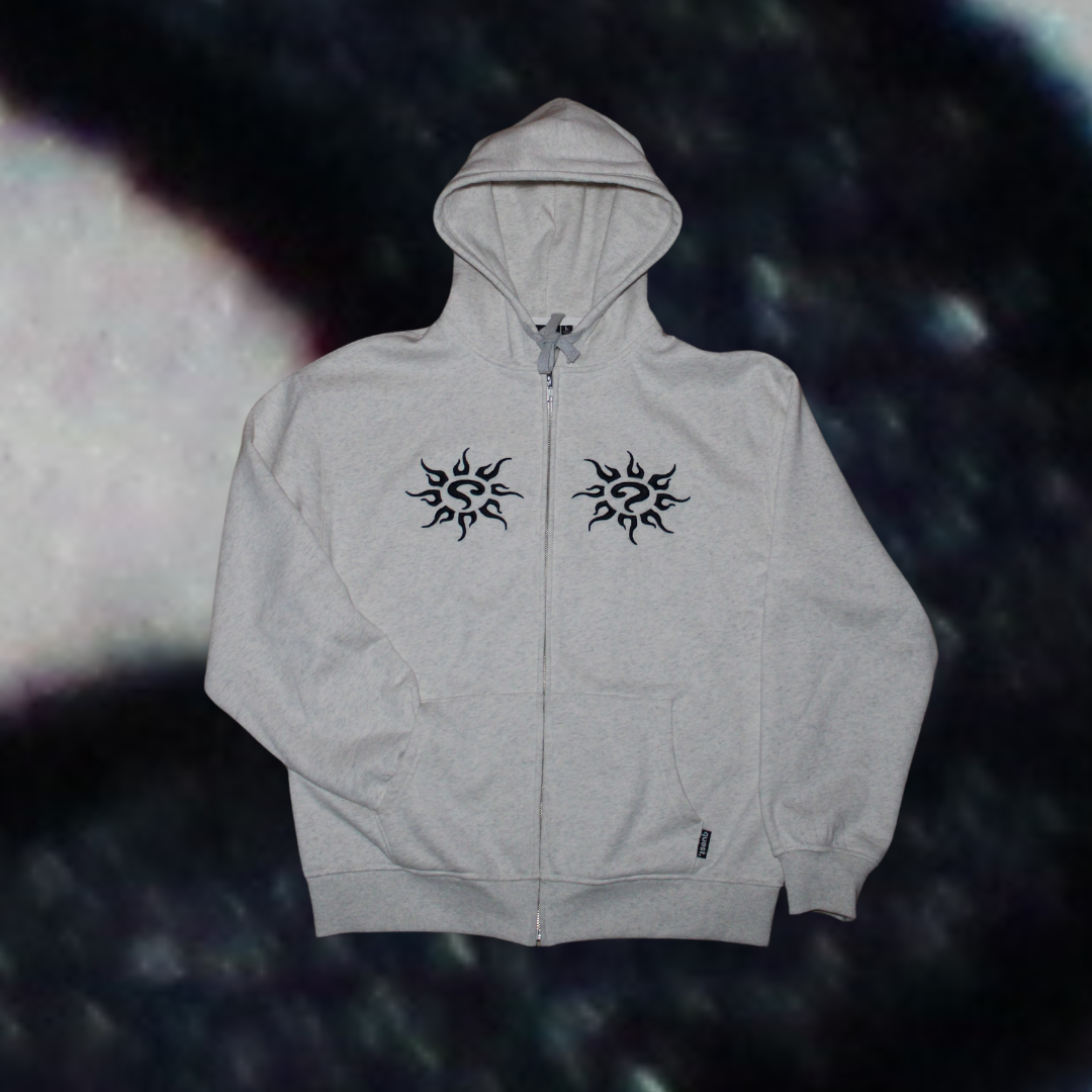 mirror zip hood (grey)