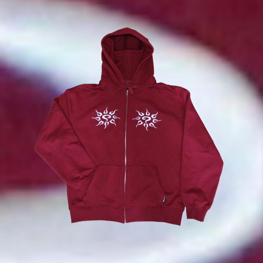 mirror zip hood (maroon)