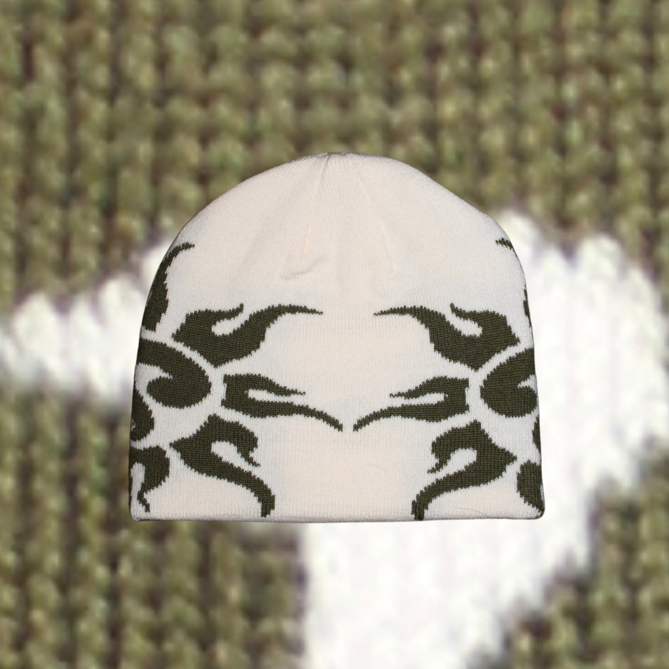 mirror knit (beige/army green)