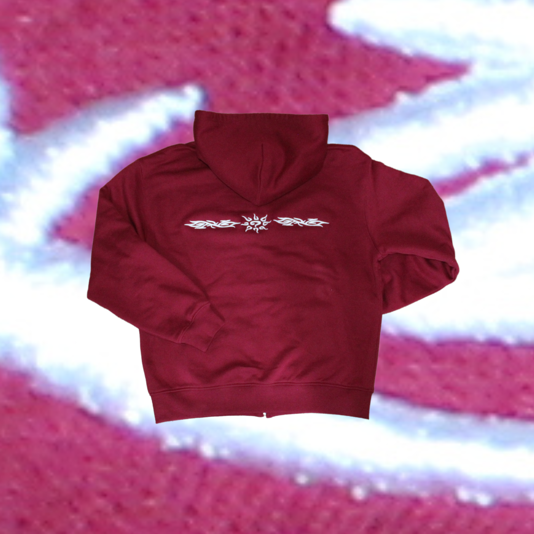 mirror zip hood (maroon)