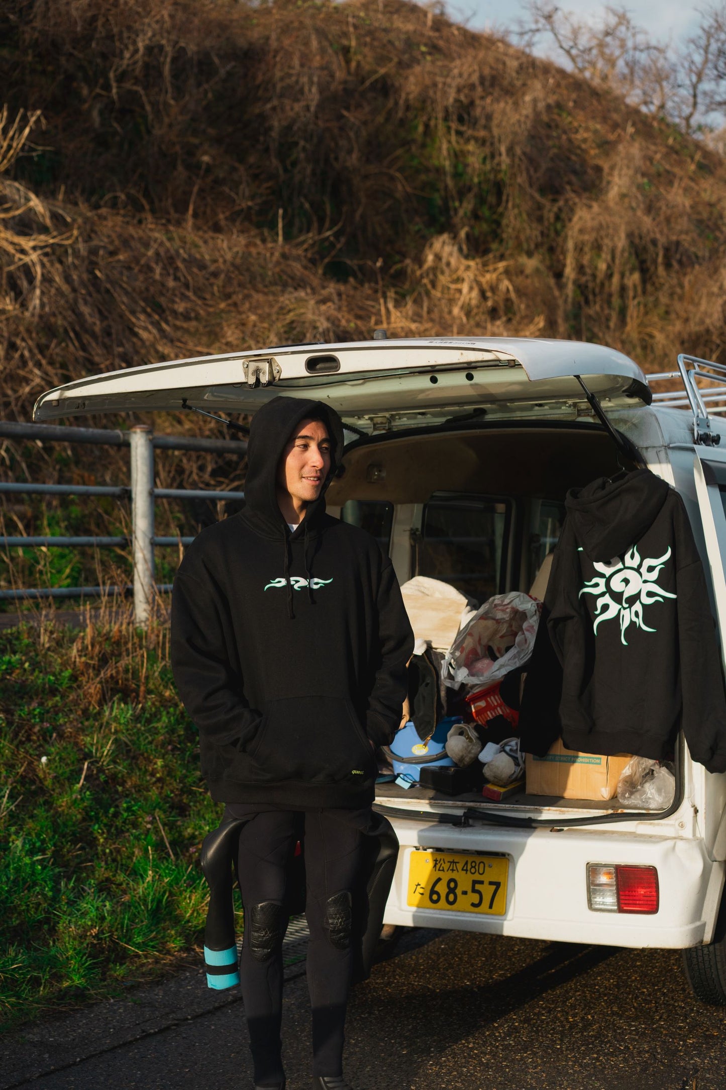 black "questsuns" hoodie