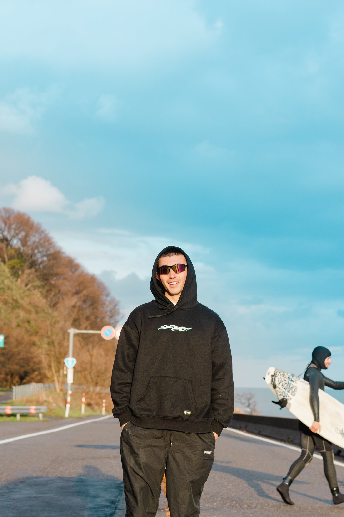 black "questsuns" hoodie