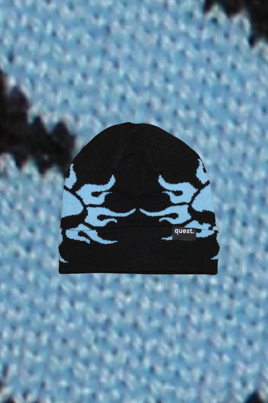 Mirror knit black/sky blue colour